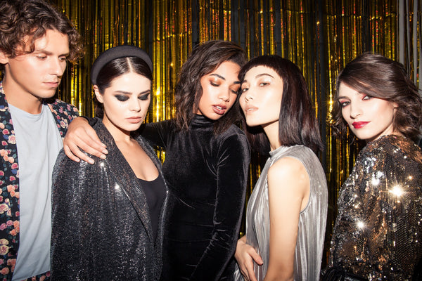 group of friends with party hairstyles