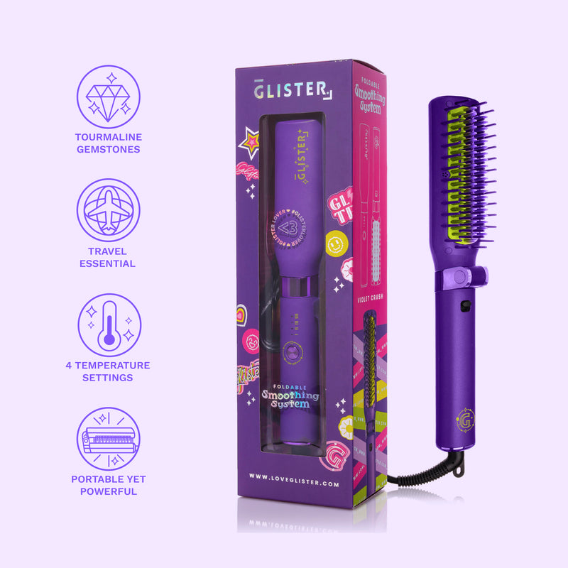 Foldable Hot Brush with Anti-Frizz Smoothing System