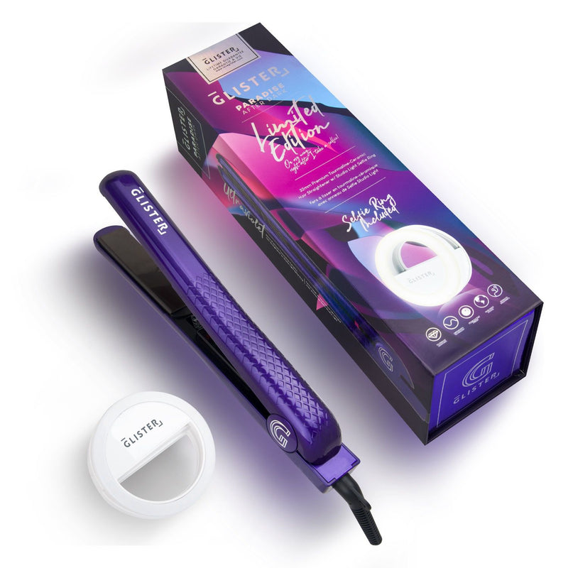 Limited Edition 1.25" "Paradise After Dark" Flat Iron (with Selfie Ring Included) - Ultraviolet