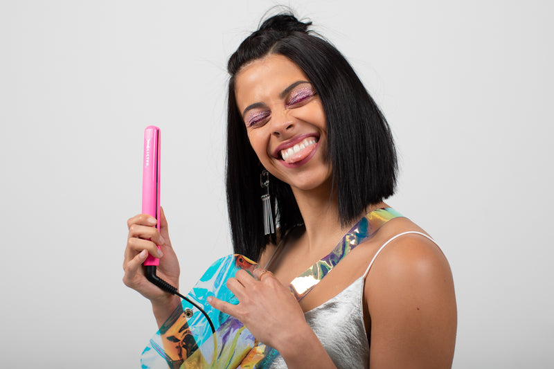 Limited Edition Festival Flat Iron (with Holographic Bandolier Bag) - Pink
